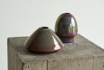  Mobach Joke Stroes Pair of Luster Glazed Studio Pottery Objects for Mobach 1980s