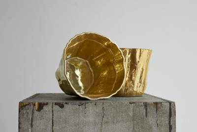  Mobach Kasper Mobach Pair of Golden Luster Glazed Studio Pottery Vases 1990s