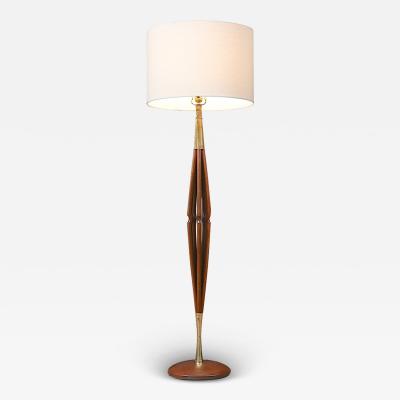  Modeline California Modern Brass Korina Wood Floor Lamp by Modeline