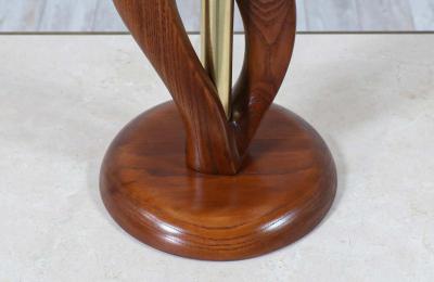  Modeline Mid Century Modern Sculpted Walnut Brass Table Lamps by Modeline of California