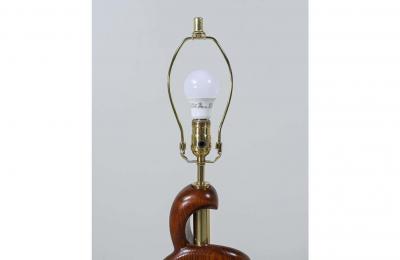  Modeline Mid Century Modern Sculpted Walnut Brass Table Lamps by Modeline of California
