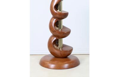  Modeline Mid Century Modern Sculpted Walnut Twist Table Lamps by Modeline of California