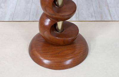 Modeline Mid Century Modern Sculpted Walnut Twist Table Lamps by Modeline of California
