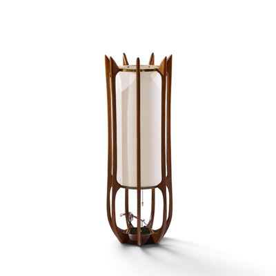  Modeline Modeline Model 635 Mid Century Sculptured Walnut and Brass Table Lamp