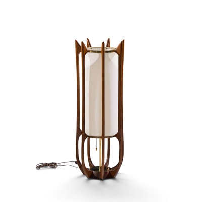  Modeline Modeline Model 635 Mid Century Sculptured Walnut and Brass Table Lamp