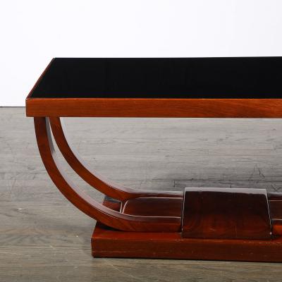  Modernage Furniture Company Art Deco Machine Age Walnut Cocktail Table w Inset Vitrolite Top by Modernage