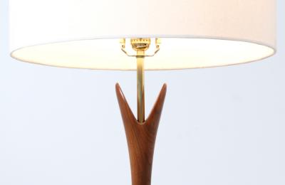  Modernera Lamp Co Mid Century Modern Sculpted Walnut Table Lamps by Modernera Co 