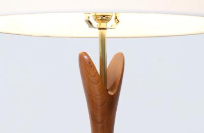  Modernera Lamp Co Mid Century Modern Sculpted Walnut Table Lamps by Modernera Co 