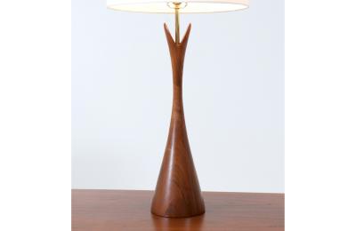  Modernera Lamp Co Mid Century Modern Sculpted Walnut Table Lamps by Modernera Co 