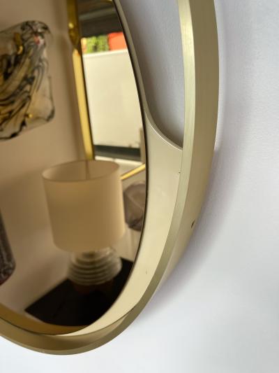 Modernindustria Brass Round Mirror Gold Tinted Glass by Modernindustria Italy 1970s