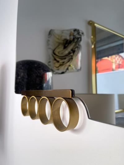 Modernindustria Pair of Mirrors Brass Disc Gray Tinted Glass by Modernindustria Italy 1970s