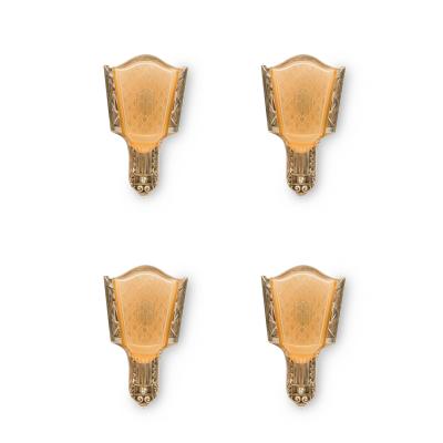  Moe Bridges Co SET of 4 Moe Bridges American Art Deco Slip Shade Sconces