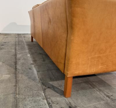  Mogens Hansen Pair of Three Seat Leather Sofas in Original Leather by Mogens Hansen
