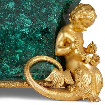  Monbro Fils Ain Antique gilt bronze and malachite casket by Monbro Fils Ain 
