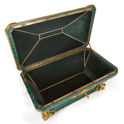  Monbro Fils Ain Antique gilt bronze and malachite casket by Monbro Fils Ain 