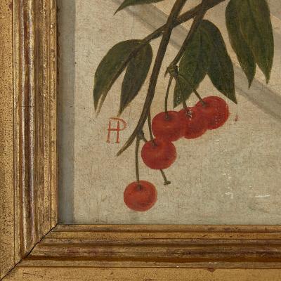  Monogrammist P H Still life painting of fruit in a basket