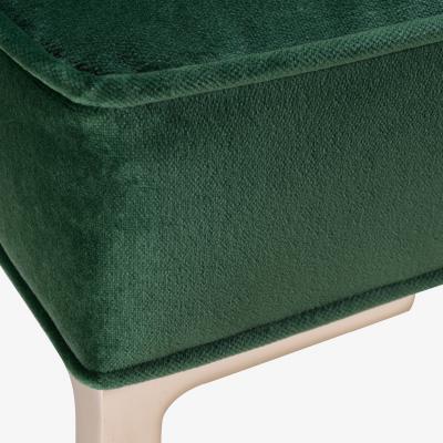  Montage Astor Square Brass Ottoman in Emerald Velvet by Montage
