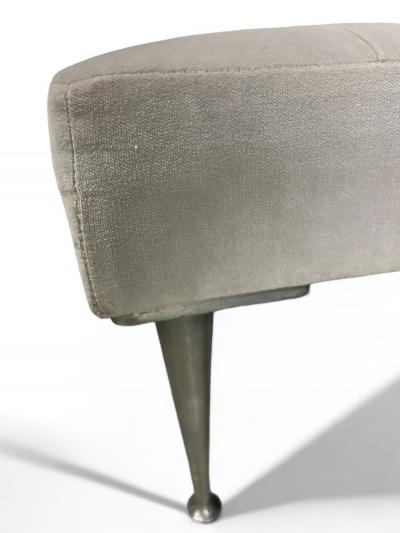  Montage Oversized Tufted Square Ottoman in Light Gray Velvet with Solid Cast Steel Legs