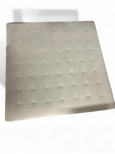  Montage Oversized Tufted Square Ottoman in Light Gray Velvet with Solid Cast Steel Legs