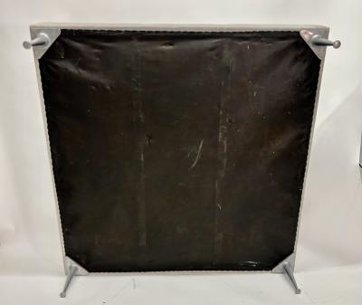  Montage Oversized Tufted Square Ottoman in Light Gray Velvet with Solid Cast Steel Legs