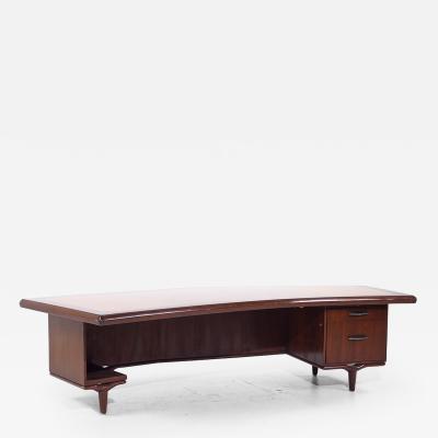  Monteverdi Young Monteverdi Young Signature Line Mid Century Walnut Boomerang Desk