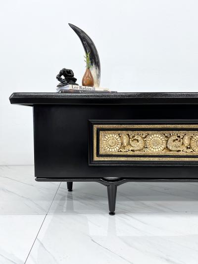  Monteverdi Young Monumental Monteverdi Young Boomerang Desk Gilded and Ebonized 1960s