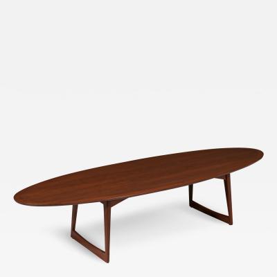  Moreddi Danish Modern Walnut Surfboard Style Coffee Table by Moreddi