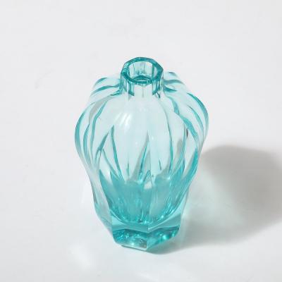  Moser Art Deco Faceted Cut Crystal Vase in Aquamarine Hue signed Moser