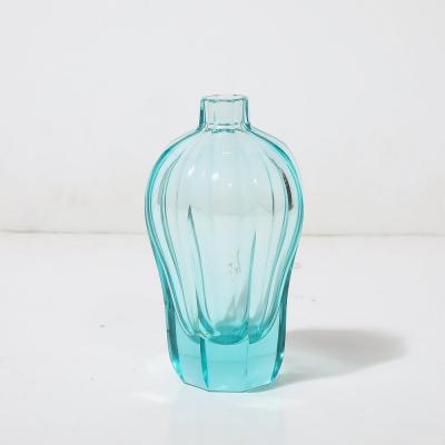  Moser Art Deco Faceted Cut Crystal Vase in Aquamarine Hue signed Moser