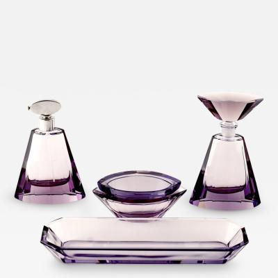  Moser Moser Art Deco 4pc Dresser Set Amethyst Color C A 1930 s