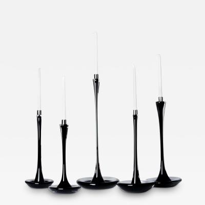  Moshe Bursuker Moshe Bursuker Set of 5 Black Glass Candleholders 2023