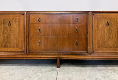  Mount Airy Furniture Company Monumental Mount Airy Mid century Modern Credenza in Walnut and Brass