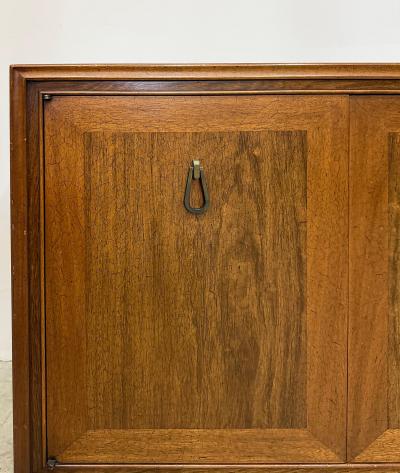  Mount Airy Furniture Company Monumental Mount Airy Mid century Modern Credenza in Walnut and Brass