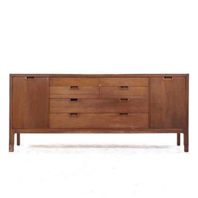  Mount Airy Furniture Company Mount Airy Janus Mid Century Walnut 14 Drawer Lowboy Dresser