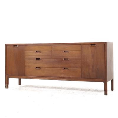  Mount Airy Furniture Company Mount Airy Janus Mid Century Walnut 14 Drawer Lowboy Dresser