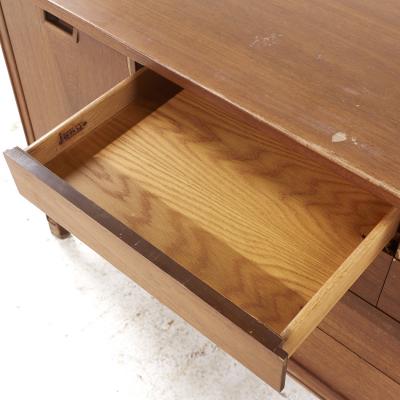  Mount Airy Furniture Company Mount Airy Janus Mid Century Walnut 14 Drawer Lowboy Dresser