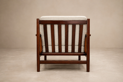  Moveis Fatima Brazilian Modern Armchair in Rosewood Leather Linen Fatima 1960s
