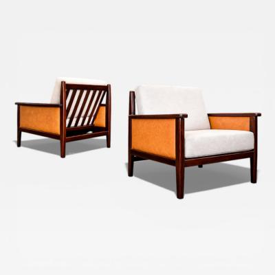  Moveis Fatima Brazilian Modern Armchair in Rosewood Leather Linen Fatima 1960s Lot 503