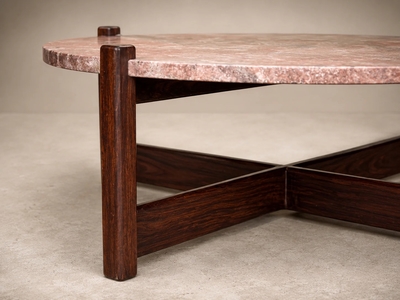  Moveis Fatima Brazilian Modern Coffee Table in Rosewood Pink Granite F tima 1960s