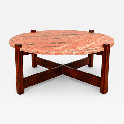  Moveis Fatima Brazilian Modern Coffee Table in Rosewood Pink Granite F tima 1960s