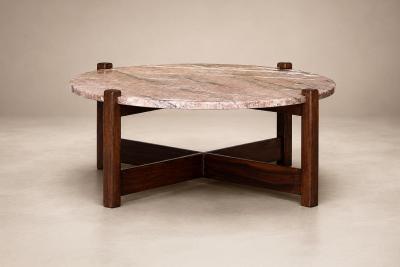  Moveis Fatima Brazilian Modern Coffee Table in Rosewood Pink Granite F tima