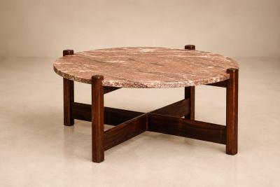  Moveis Fatima Brazilian Modern Coffee Table in Rosewood Pink Granite F tima