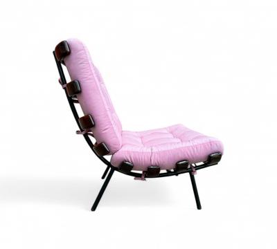  Moveis Pallar Brazilian Modern Wood Slat Metal Frame Armchair Moveis Pallar 1950s