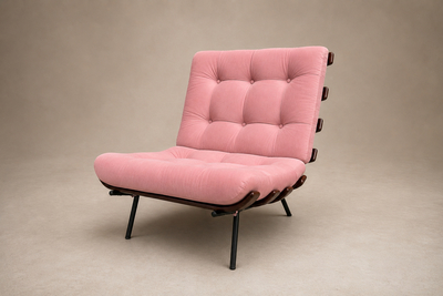  Moveis Pallar Brazilian Modern Wood Slat Metal Frame Armchair Moveis Pallar 1950s