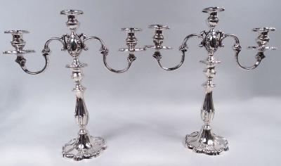  Mueck Carey Pair of Mueck Carey Rochambeau 3 Light Sterling Silver Candelabra