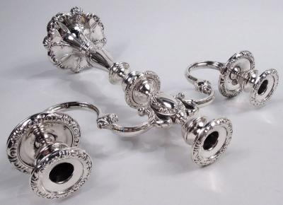  Mueck Carey Pair of Mueck Carey Rochambeau 3 Light Sterling Silver Candelabra