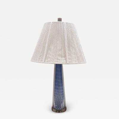  Murano 1950s Italian Murano Venetian Art Glass Blue Table Lamp