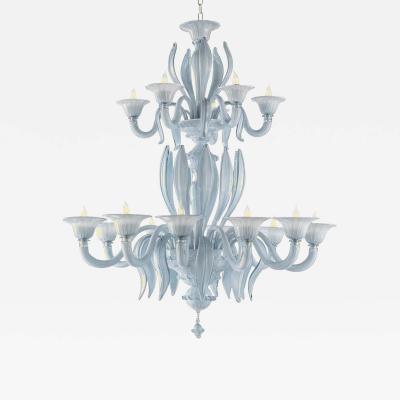  Murano Contemporary Mid Century Modern Venetian Azure Style Murano Glass Chandelier