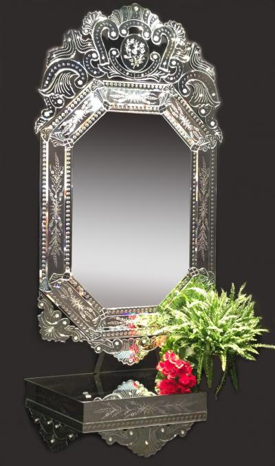  Murano Foyer Entryway Pier Mirror and Shelf Ensemble from Murano