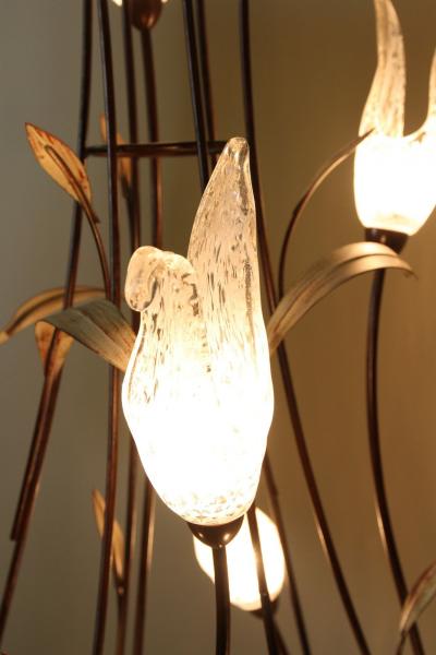  Murano Glass 20th Century Murano Glass Swan Floor Lamp Painted Reed Leaves IT circa 1970